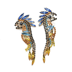 Blue Marquise Crystal & Cubic Zirconia Parrot Drop Earrings