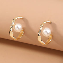 Pearl & 18K Gold-Plated Huggie Earrings