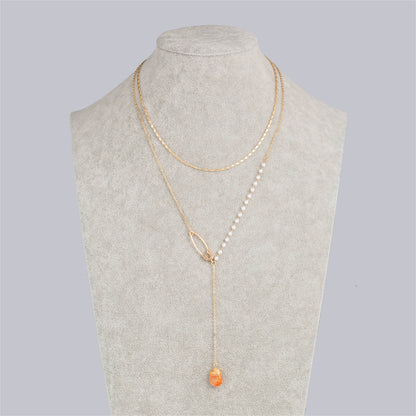Pearl & Resin 18K Gold-Plated Pin Drop Layered Necklace
