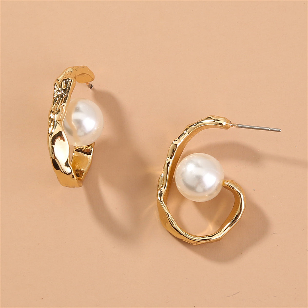 Pearl and 18K Gold-Plated Huggie Earrings, gold huggie earrings, botanical inspired, lifestyle look