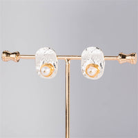 Pearl & Two Tone Entangled Stud Earrings