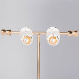 Pearl & Two Tone Entangled Stud Earrings