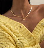 18k Gold-Plated Butterfly Snake Chain Choker Necklace