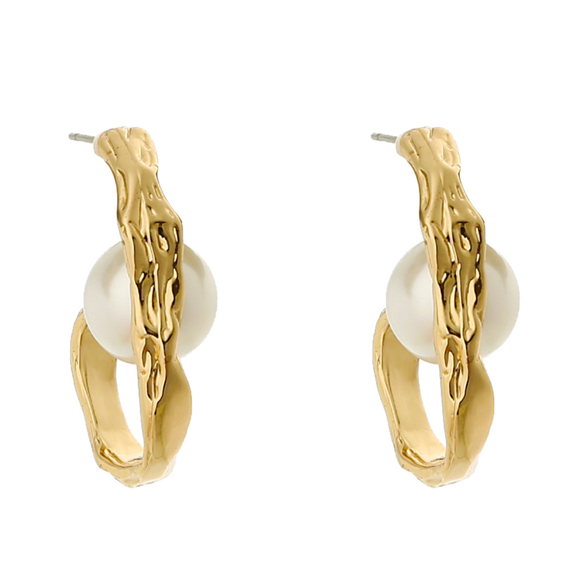 Pearl & 18K Gold-Plated Huggie Earrings