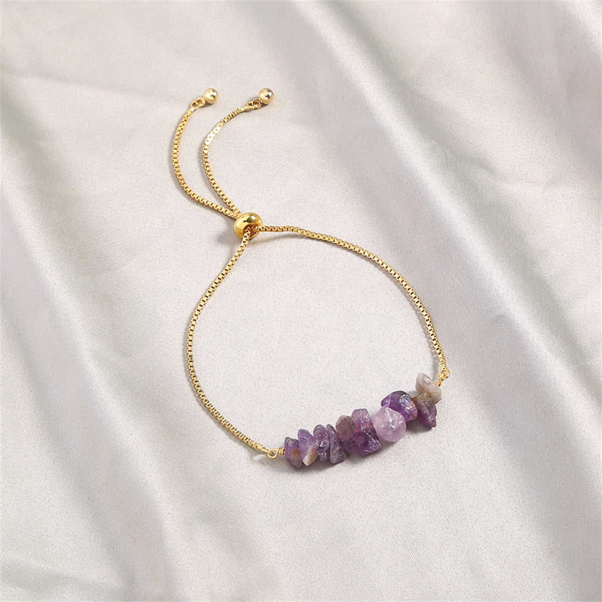 Purple Resin and 18K Gold-Plated Adjustable Bracelet, gold bracelet for women, everyday style, detail close-up
