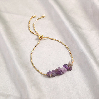 Purple Resin and 18K Gold-Plated Adjustable Bracelet, gold bracelet for women, everyday style, detail close-up