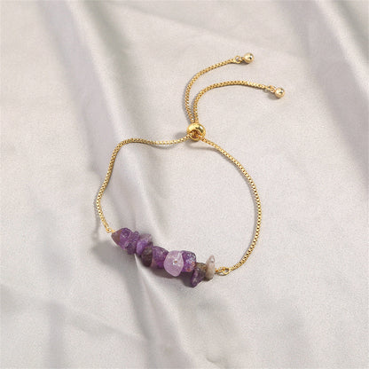 Purple Resin and 18K Gold-Plated Adjustable Bracelet, gold bracelet for women, everyday style, lifestyle look