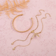 18K Gold-Plated Heartbeat Bracelet & Cuff Set