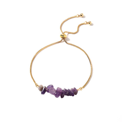 Purple Resin and 18K Gold-Plated Adjustable Bracelet, gold bracelet for women, everyday style, side view