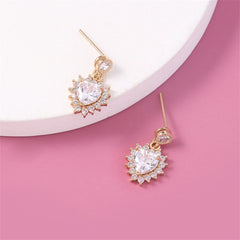 Light Pink Crystal & Cubic Zirconia Heart Drop Earrings