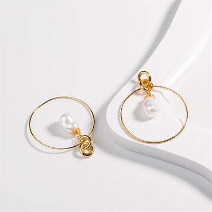 Pearl and 18K Gold-Plated Circle Drop Earrings, gold drop earrings for women, everyday style, lifestyle look