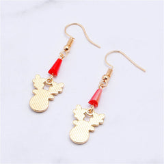 White Enamel & Acrylic 18K Gold-Plated Reindeer Face Drop Earring