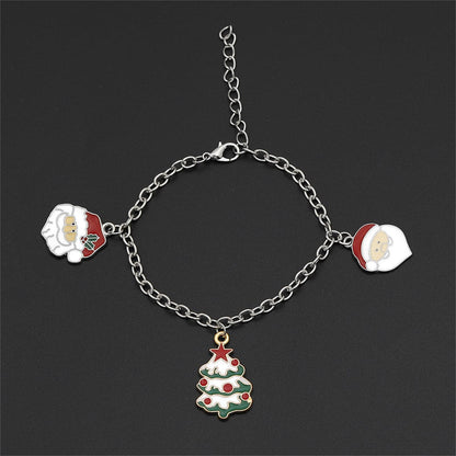 Two-Tone Christmas Tree and Santa Charm Bracelet, bracelet for women, everyday style, side view