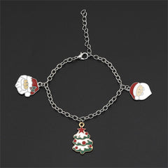 Two-Tone Christmas Tree & Santa Charm Bracelet