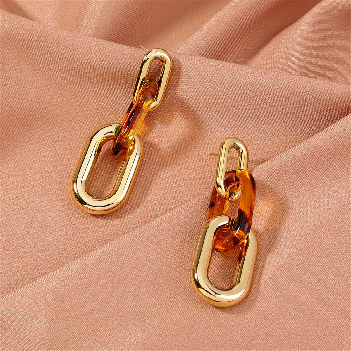 Red Resin & 18K Gold-Plated Leopard Chain Drop Earrings