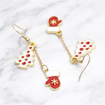 Red and White Tree and Mittens Drop Earrings, drop earrings for women, botanical inspired, lifestyle look