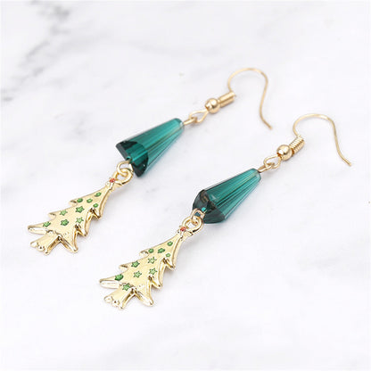 Teal Acrylic and 18K Gold-Plated Christmas Tree Drop Earrings, gold drop earrings for women, everyday style, side view