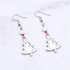 Red Rhinestone & Green Enamel Christmas Tree Drop Earrings