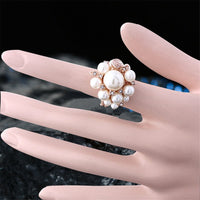 Cubic Zirconia & Imitation Pearl Flower Ring
