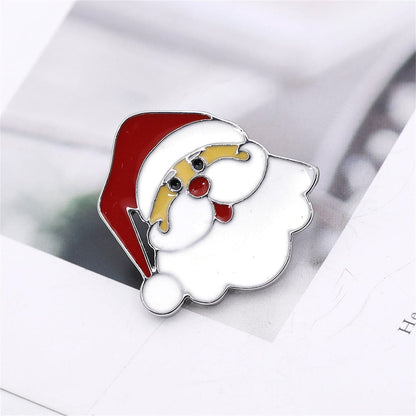 Red and Silver-Plated Santa Brooch, silver brooch pin, vintage-inspired design, side view
