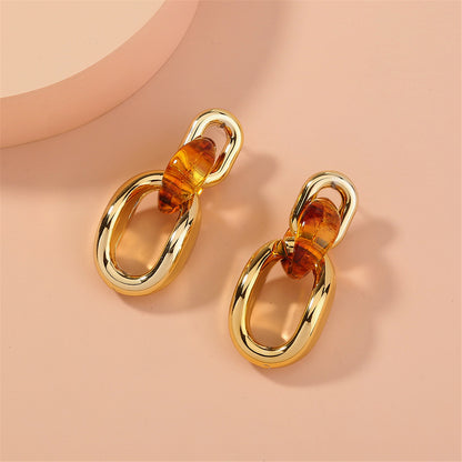 Orange & 18K Gold-Plated Link Drop Earrings