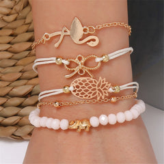 Acrylic & Polyster 18K Gold-Plated Beach Bracelet Set