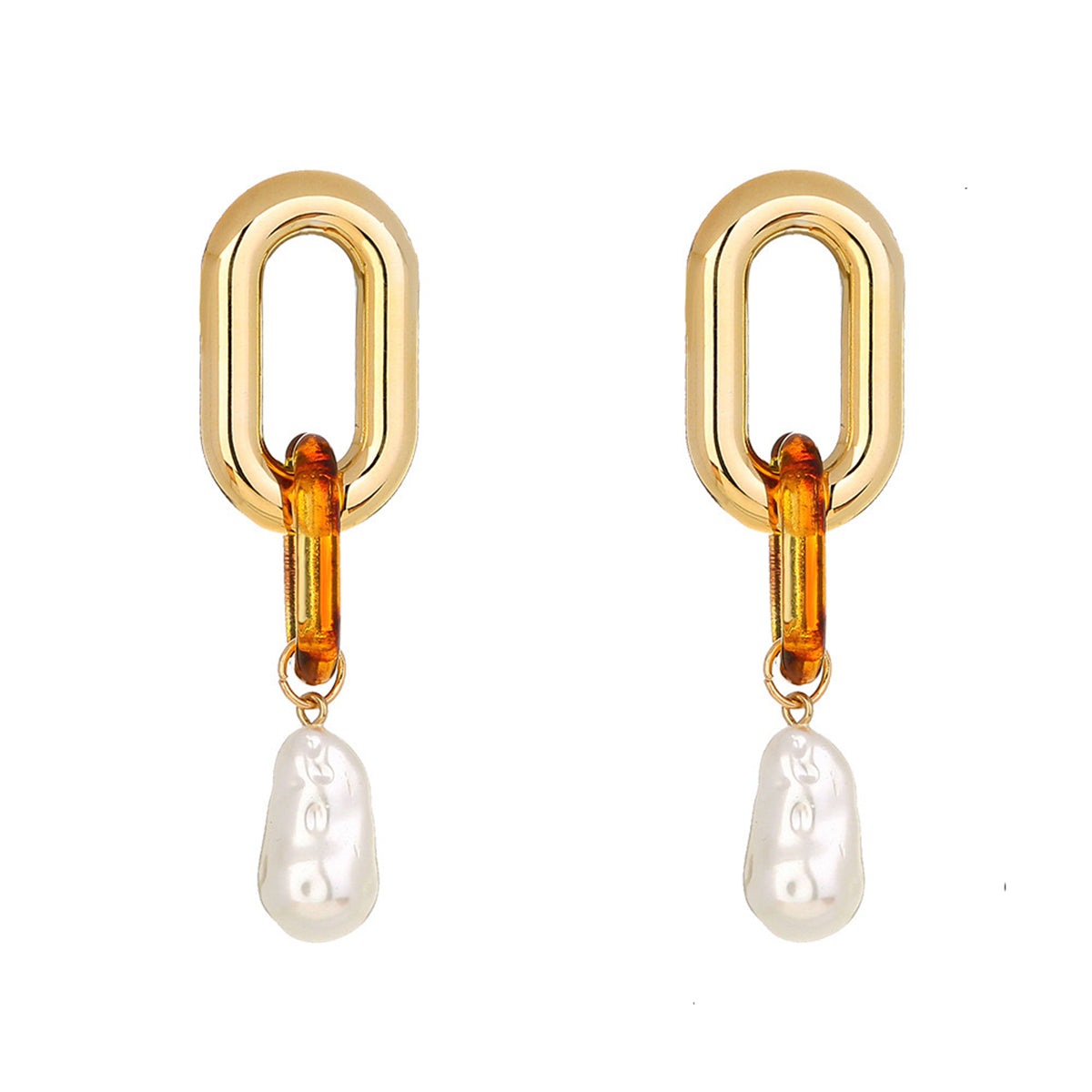 Pearl & Resin 18K Gold-Plated Leopard-Print Drop Earrings