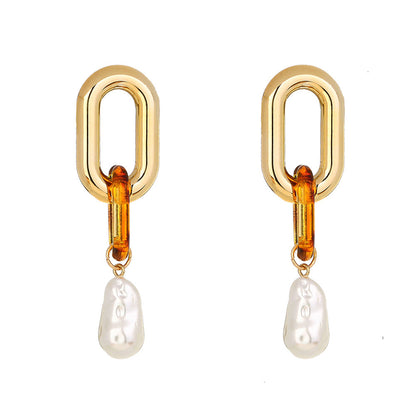 Pearl & Resin 18K Gold-Plated Leopard-Print Drop Earrings