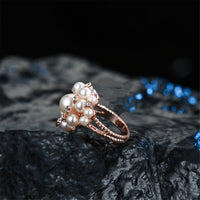 Cubic Zirconia & Imitation Pearl Flower Ring