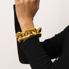 18K Gold-Plated Rectangle Chain Bracelet
