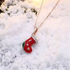 Cubic Zirconia & Enamel 18K Rose Gold-Plated Boot Pendant Necklace