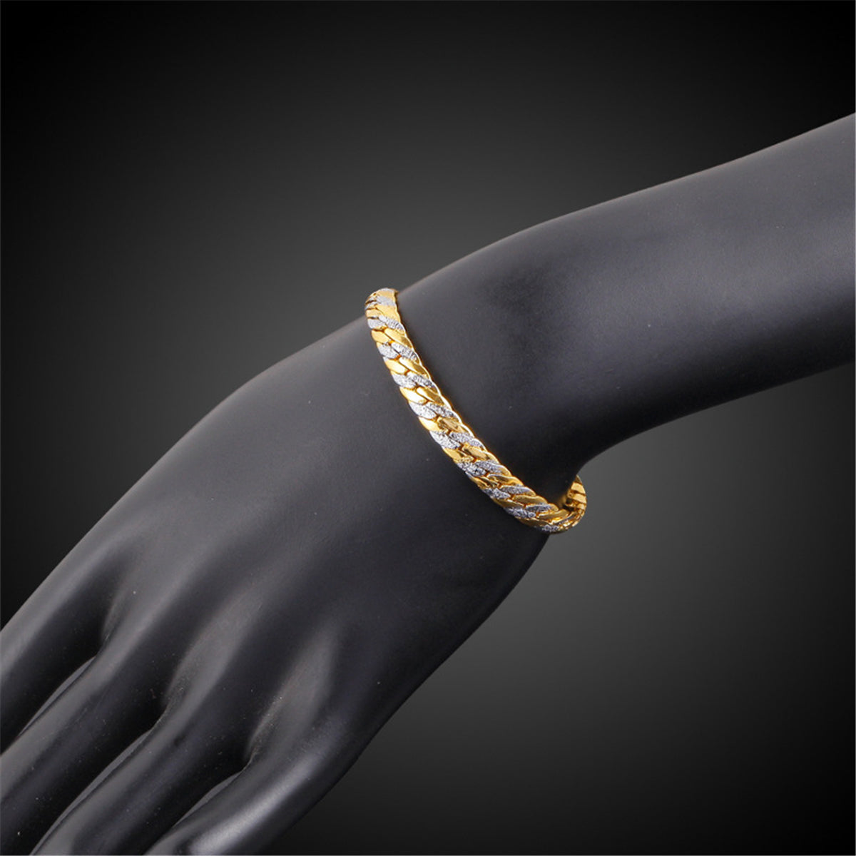 Two-Tone Figaro Bracelet, bracelet for women, everyday style, detail close-up