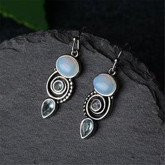 Blue Opal & Crystal Swirl Drop Earrings - streetregion