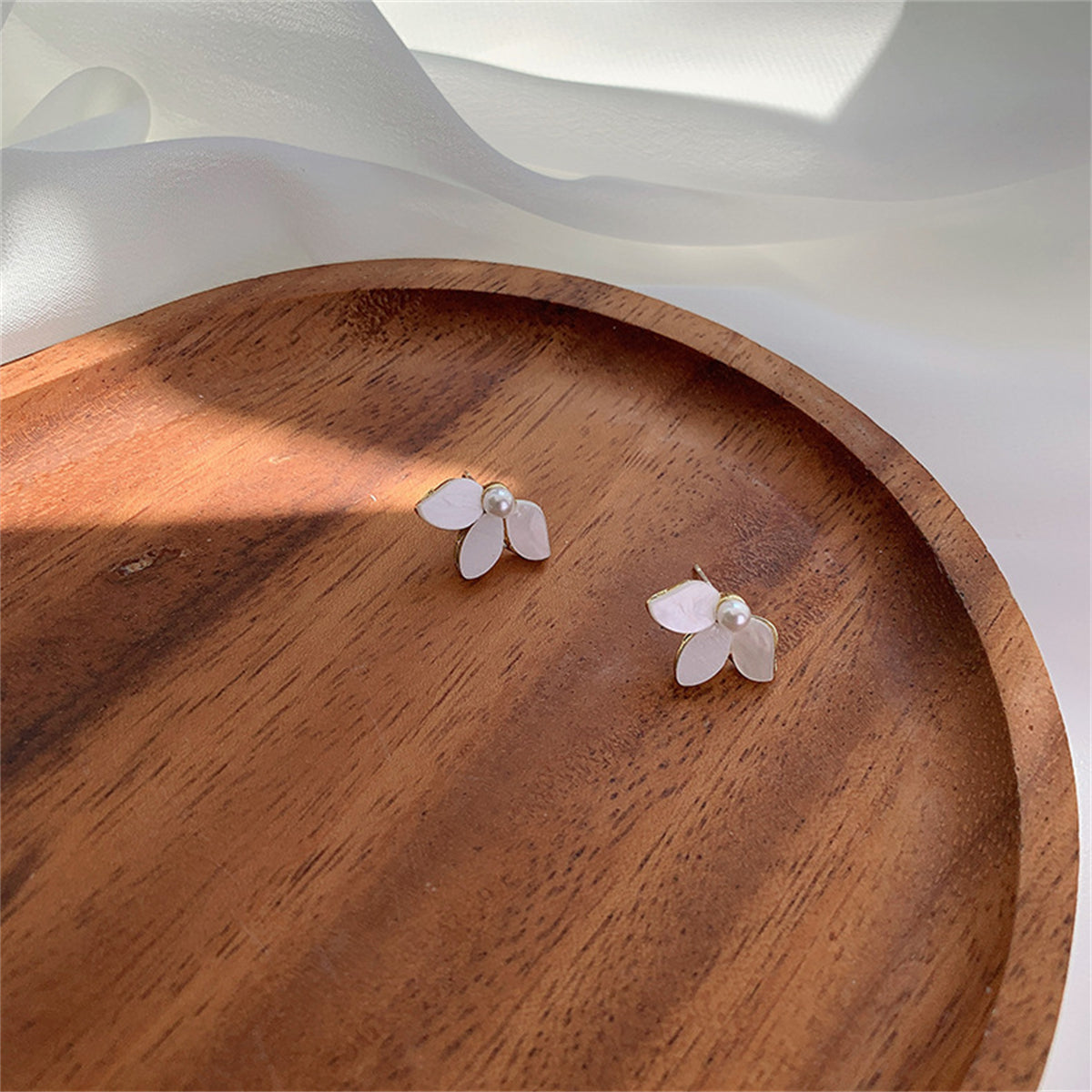 Acrylic & Pearl Petal Stud Earring