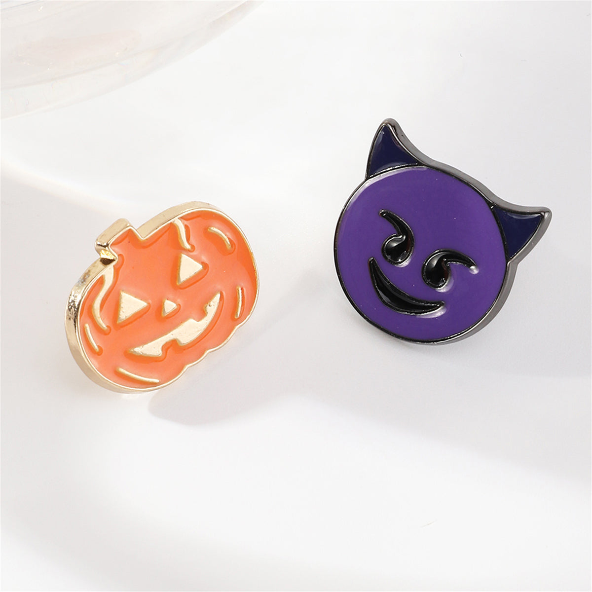Purple Devil Brooch & Orange Pumpkin Brooch