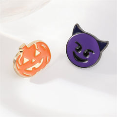 Purple Devil Brooch & Orange Pumpkin Brooch
