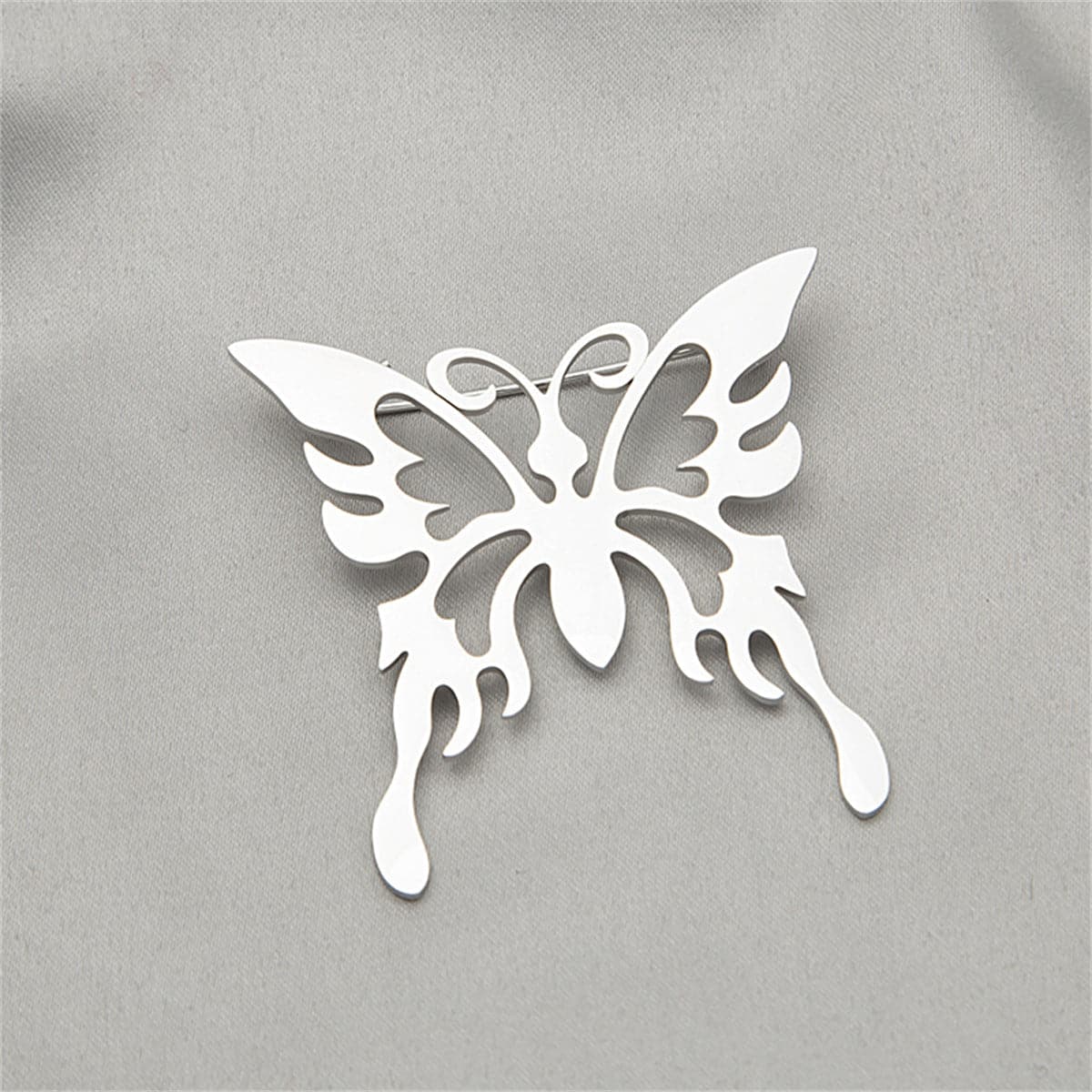 Silver-Plated Butterfly Brooch, silver brooch pin, vintage-inspired design, side view