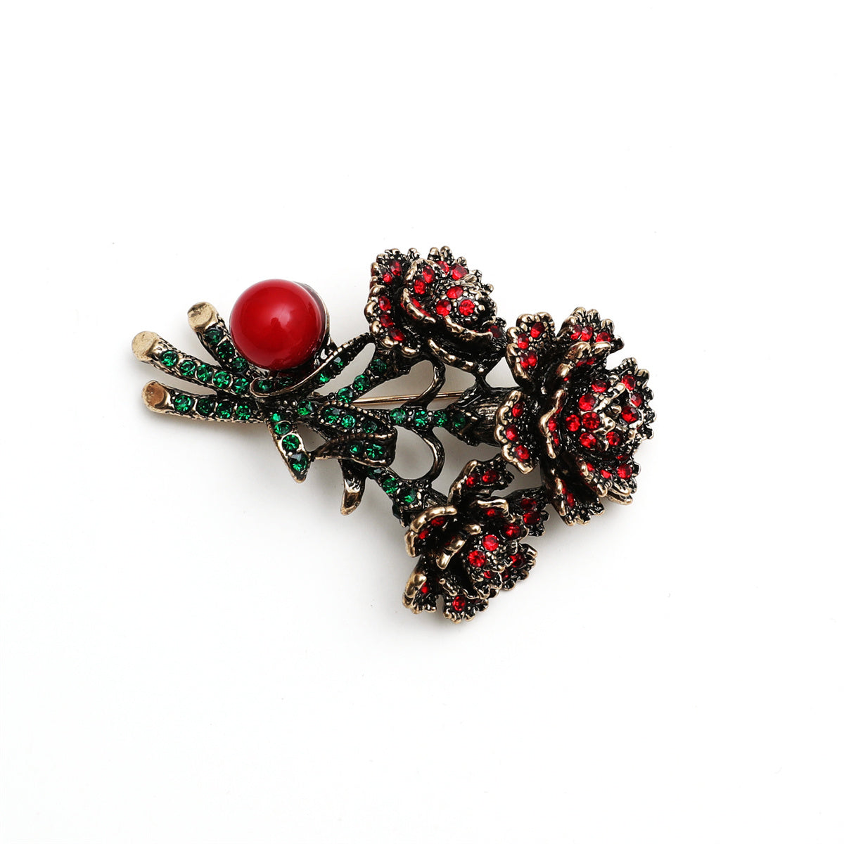 Cubic Zirconia and Resin 18K Gold-Plated Flower Brooch, gold brooch pin, everyday style, detail close-up