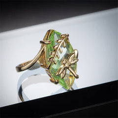 Green Crystal & 18K Gold-Plated Marquise-Cut Botany Ring