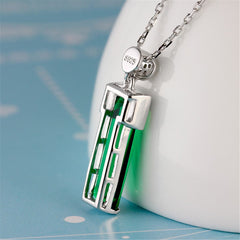Green Crystal & cubic zirconia Rectangle Pendant Necklace - streetregion