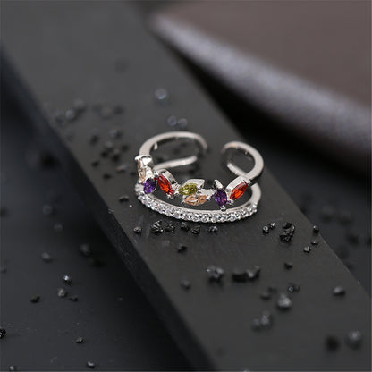 Jewel-Tone Crystal & Cubic Zirconia Pear Bypass Ring