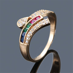 Rainbow Crystal & Cubic Zirconia Teardrop Ring