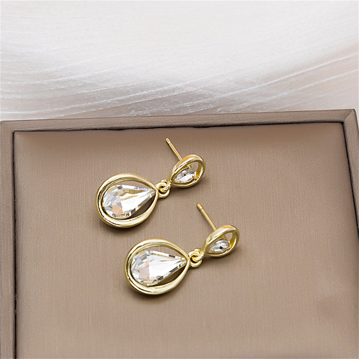 Crystal & 18K Gold-Plated Drop Earrings