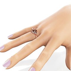 Champagne Crystal & cubic zirconia Filigree Floral Ring - streetregion