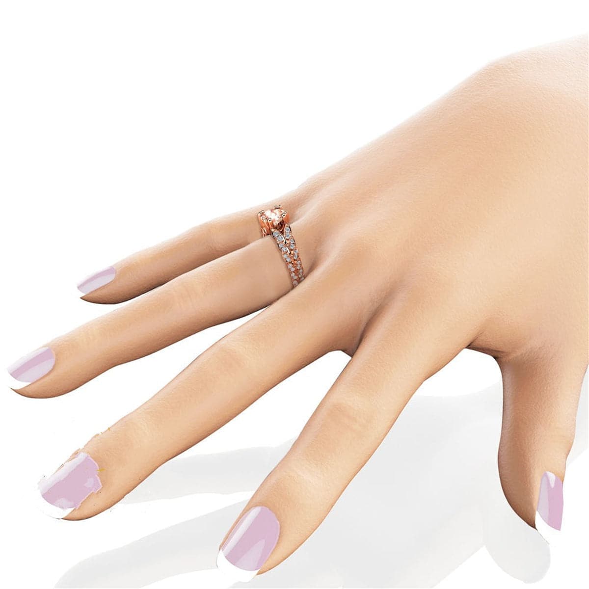 Pink cubic zirconia & 18k Rose Gold-Plated Flower Edge Ring - streetregion