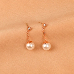 Pearl & Cubic Zirconia 18K Gold-Plated Chain Dangle Drop Earrings