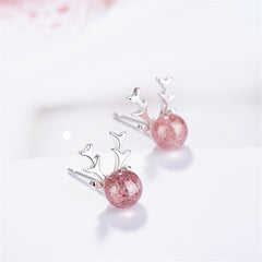 Crystal Deer Antlers Stud Earring