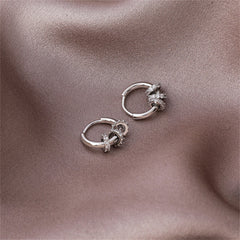 Cubic Zirconia & Silver-Plated Pavé Triple Ring Huggie Earrings