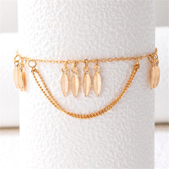 18K Gold-Plated Leaves Layered Anklet