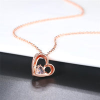 Crystal & 18k Rose Gold-Plated Openwork Heart Pendant Necklace - streetregion